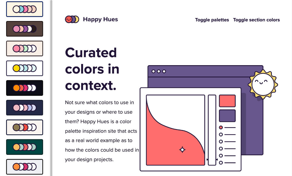 「Happy Hues」のトップページ