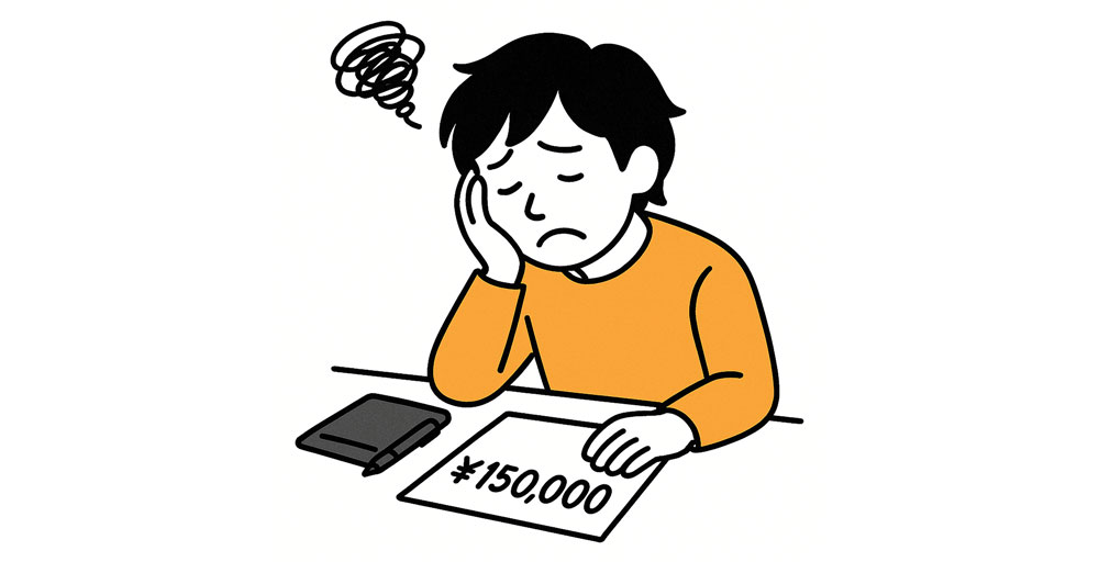 月収を確認して落ち込むクリエイター