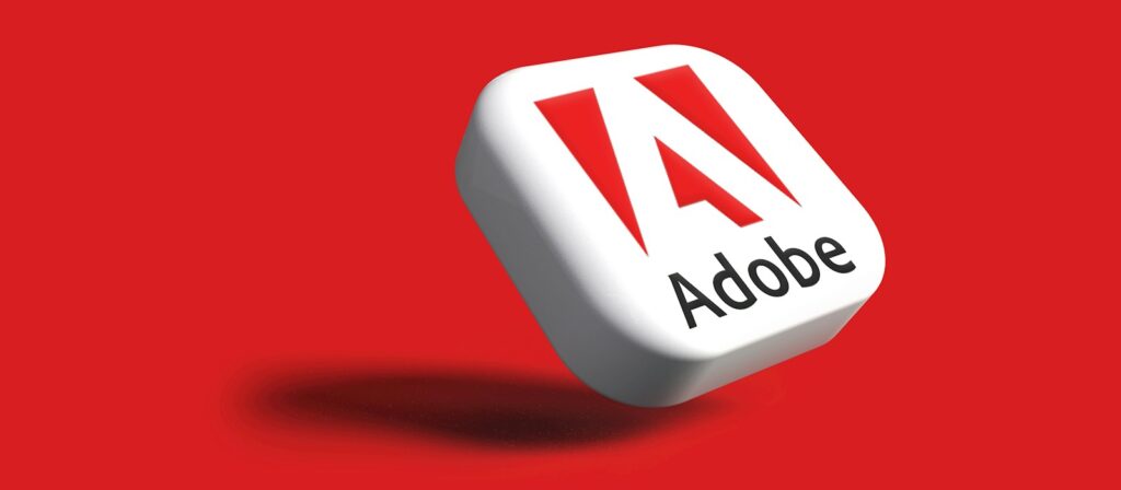 the adobe logo on a red background