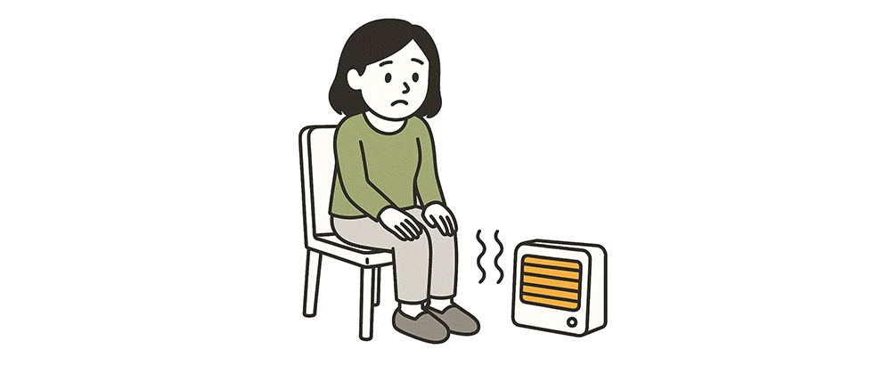 足元ヒーターで温まる人